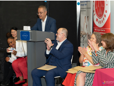 UK Massage Championship judges - announcing the winners